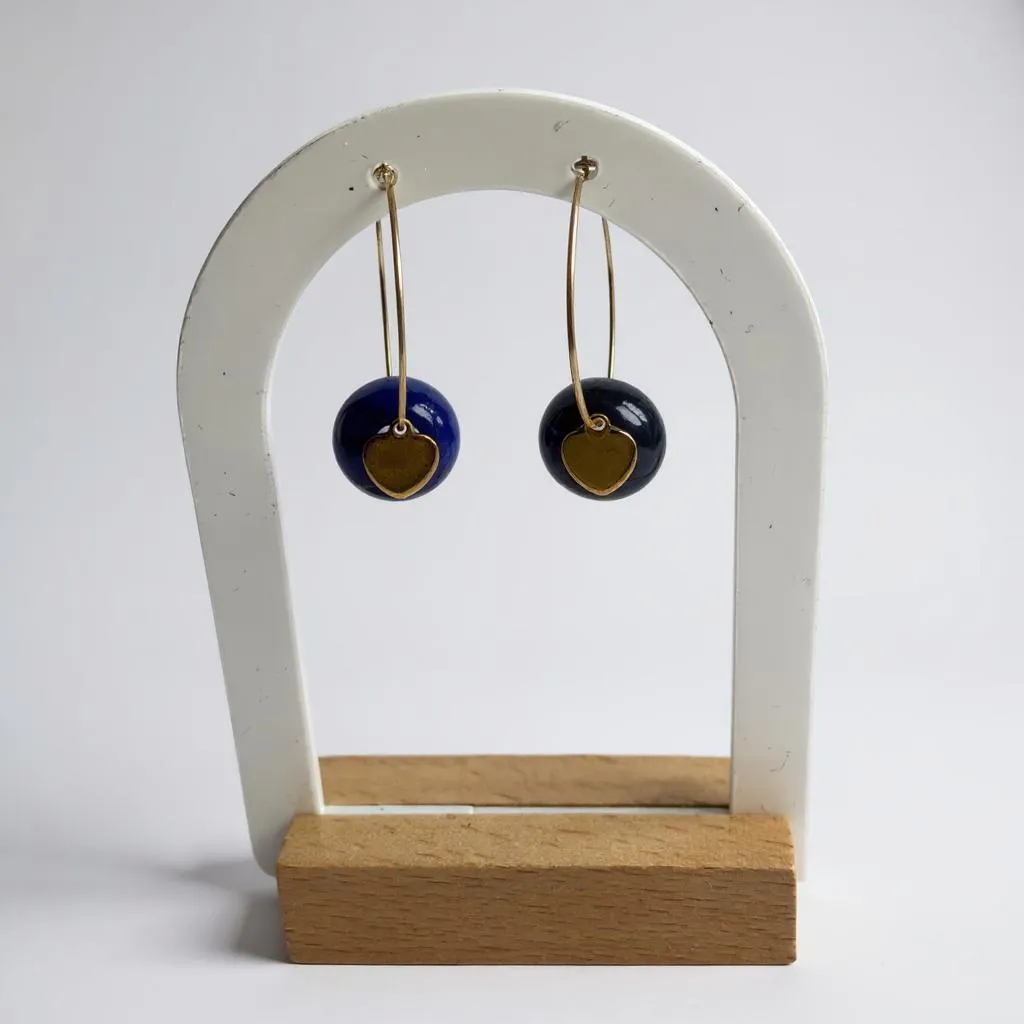 Boucles d'Oreilles Créoles "Aura" – Pierres Naturelles & Pampilles Dorées