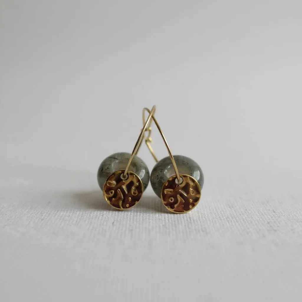 Boucles d'Oreilles Créoles "Aura" – Pierres Naturelles & Pampilles Dorées
