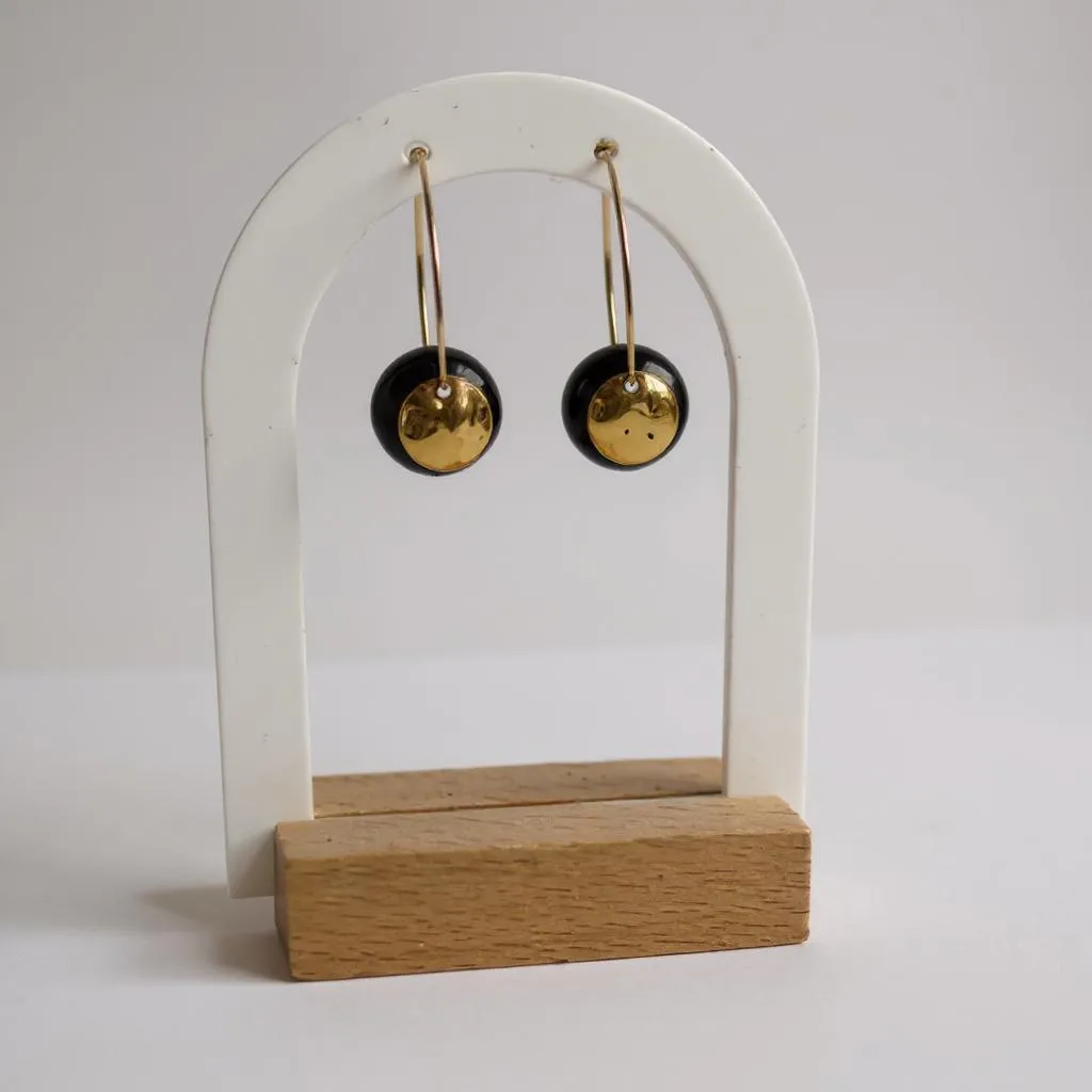 Boucles d'Oreilles Créoles "Aura" – Pierres Naturelles & Pampilles Dorées