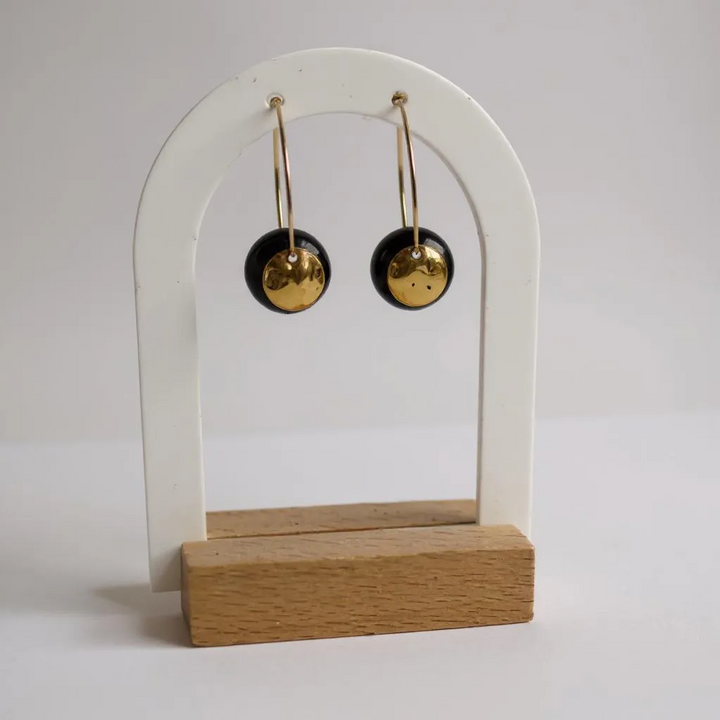 Boucles d'Oreilles Créoles "Aura" – Pierres Naturelles & Pampilles Dorées