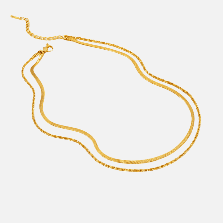 Collier Anne - Marie – Double rang doré élégant - Priscille & Aquila