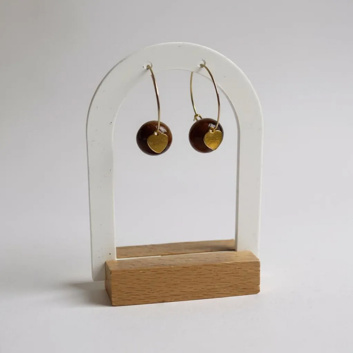 Boucles d'Oreilles Créoles "Aura" – Pierres Naturelles & Pampilles Dorées