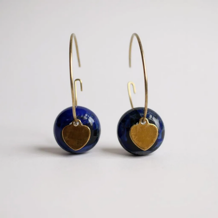 Boucles d'Oreilles Créoles "Aura" – Pierres Naturelles & Pampilles Dorées