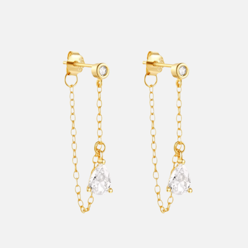 Boucles d’oreilles chaîne en Argent 925 Doré à l’or fin - Priscille & Aquila