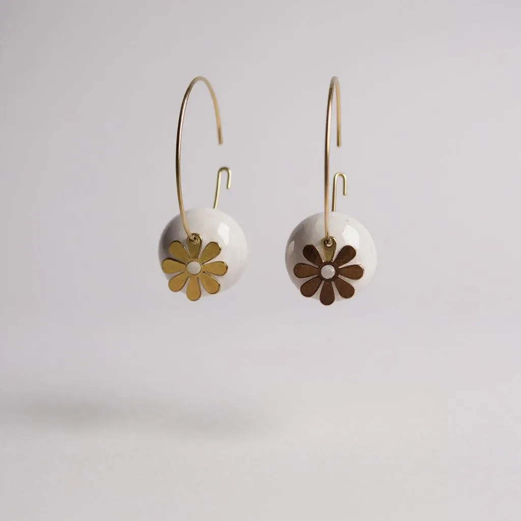 Boucles d'Oreilles Créoles "Aura" – Pierres Naturelles & Pampilles Dorées