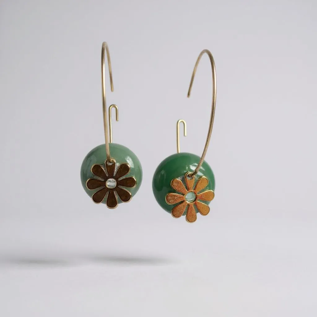Boucles d'Oreilles Créoles "Aura" – Pierres Naturelles & Pampilles Dorées