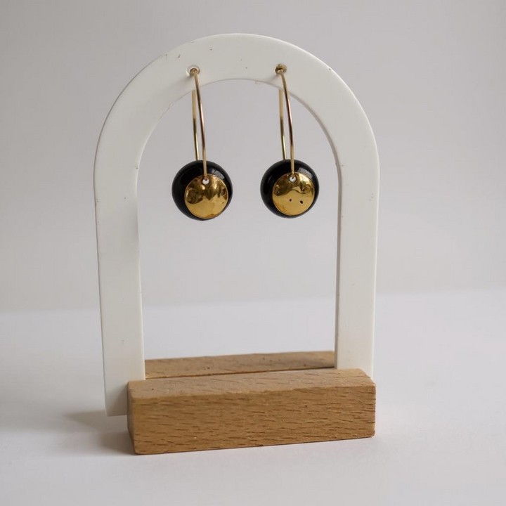 Boucles d'Oreilles Créoles "Aura" – Pierres Naturelles & Pampilles Dorées