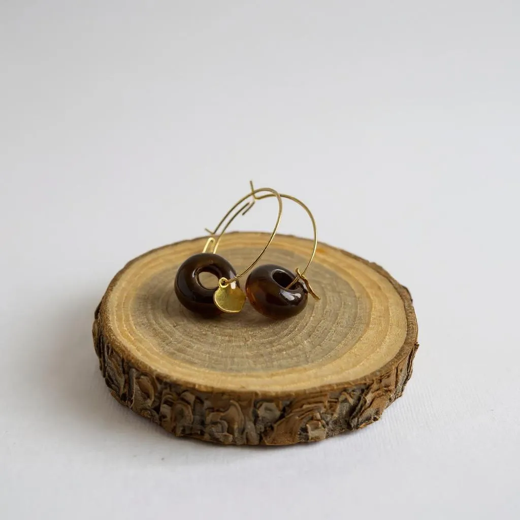 Boucles d'Oreilles Créoles "Aura" – Pierres Naturelles & Pampilles Dorées