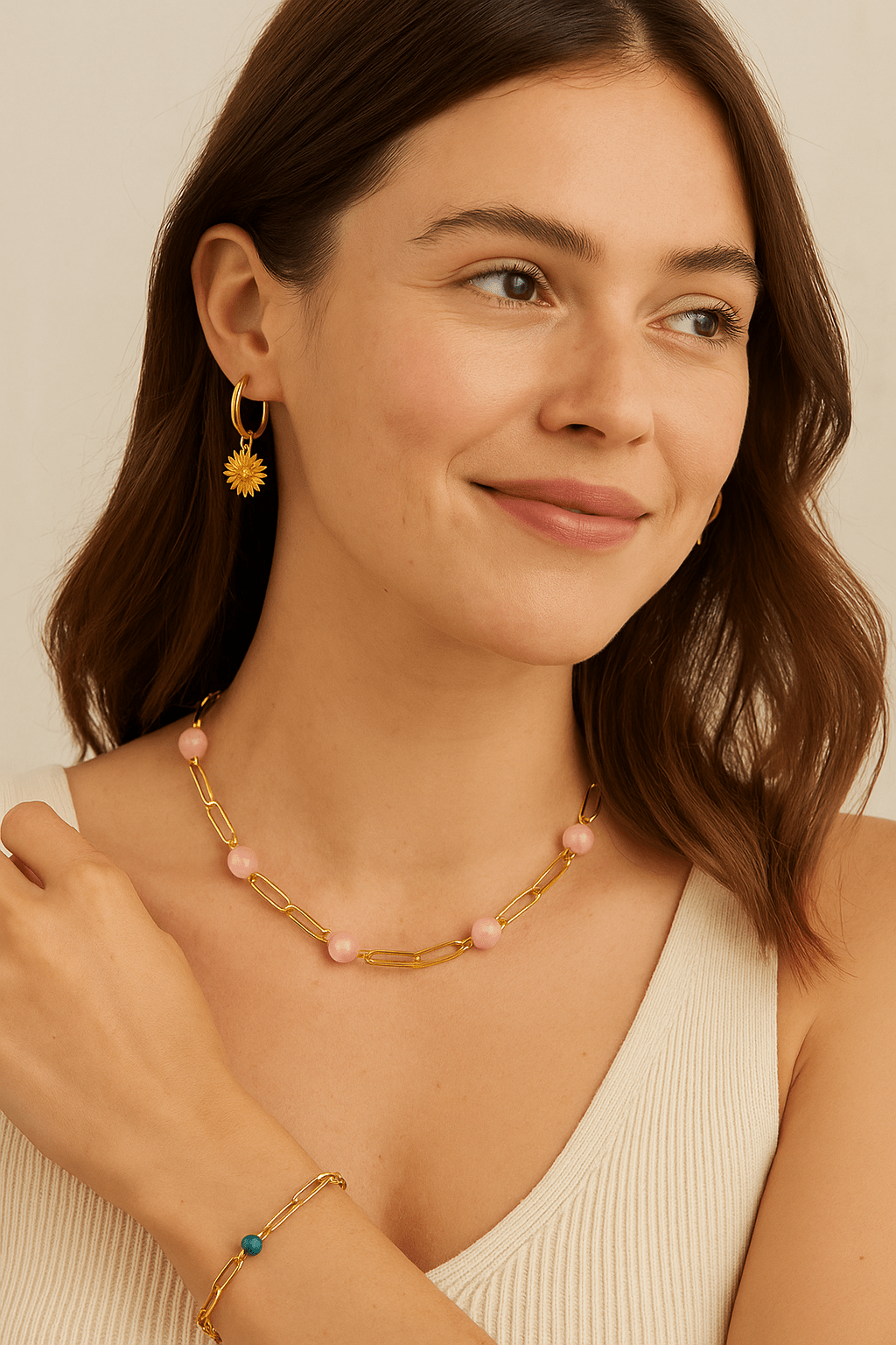 Collier “Amélé” Élégance solaire et pierres naturelles - Priscille & Aquila