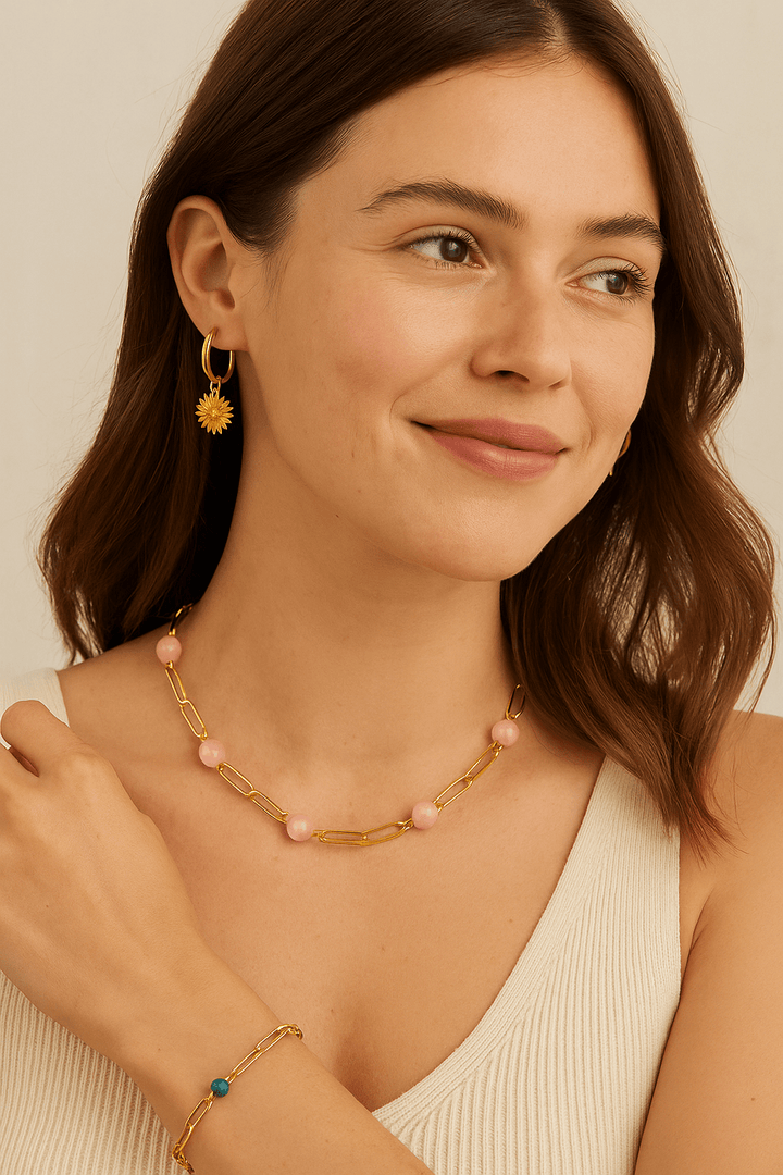 Collier “Amélé” Élégance solaire et pierres naturelles - Priscille & Aquila