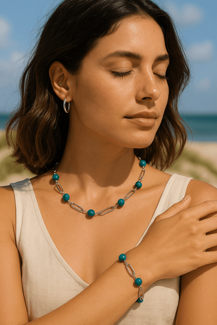 Collier “Amélé” Élégance solaire et pierres naturelles - Priscille & Aquila