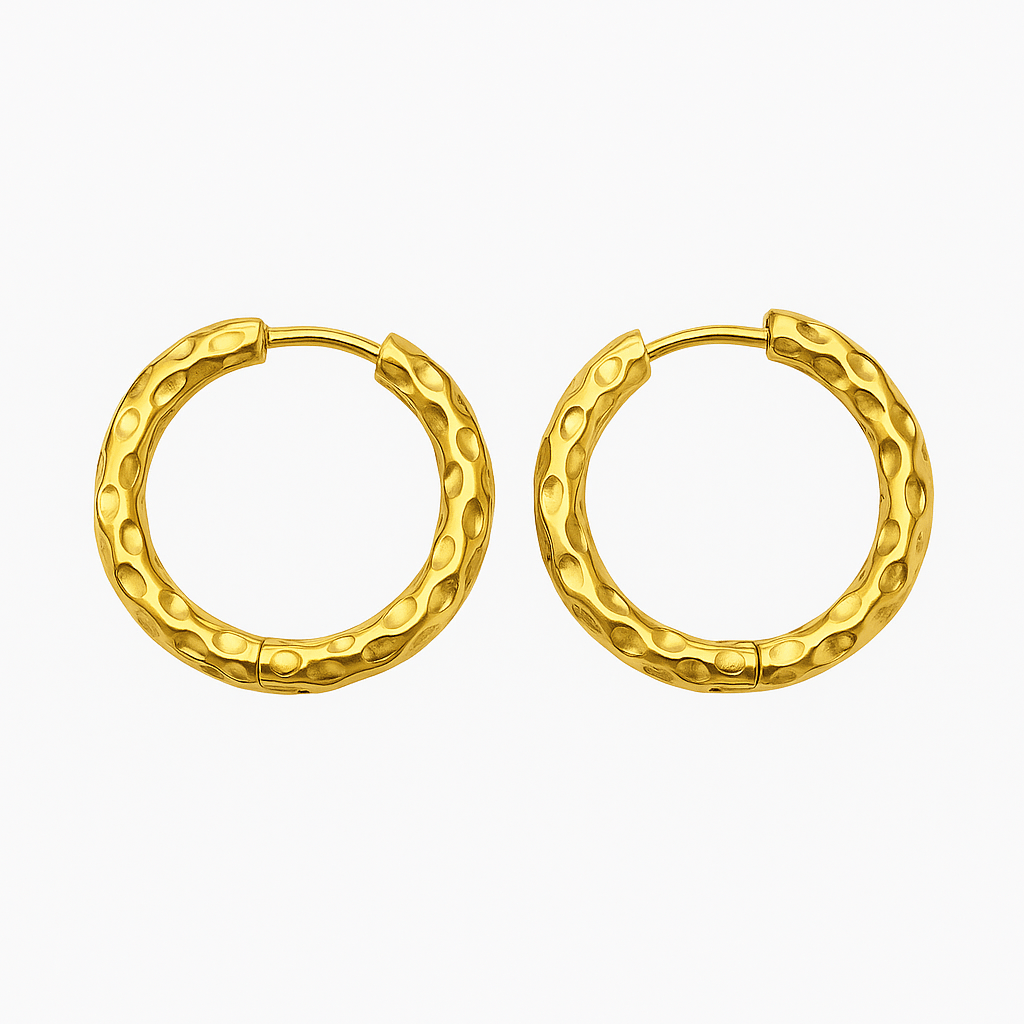 Ina – Créoles martelées dorées, 16 mm - Priscille & Aquila