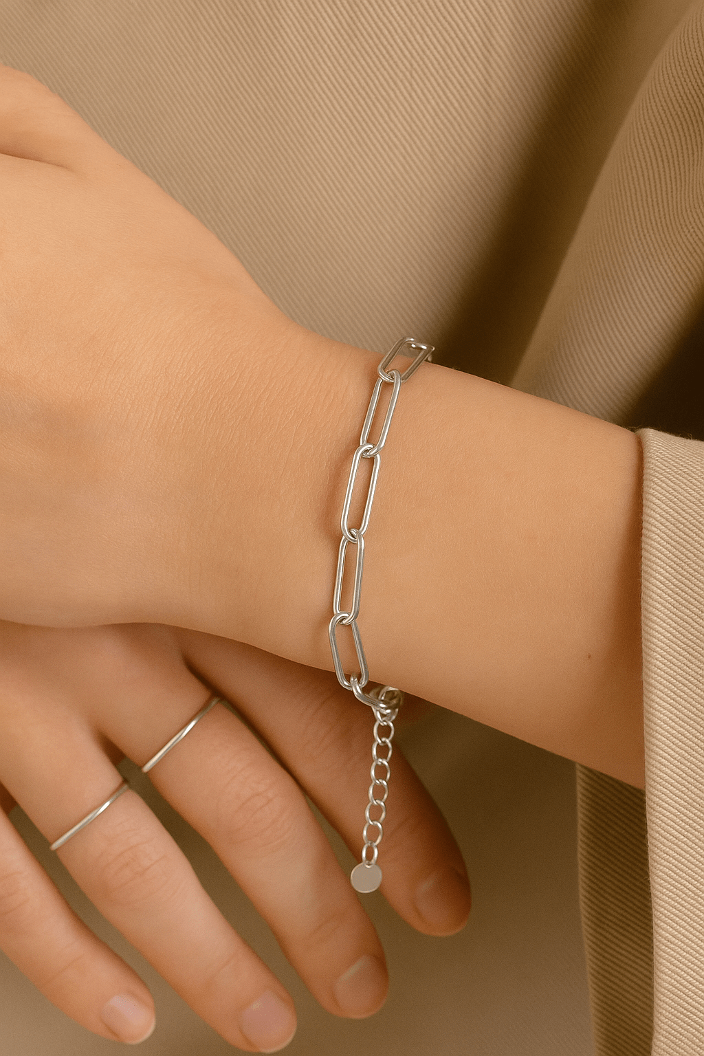Bracelet Dominique – Maille trombone en acier inoxydable - Priscille & Aquila