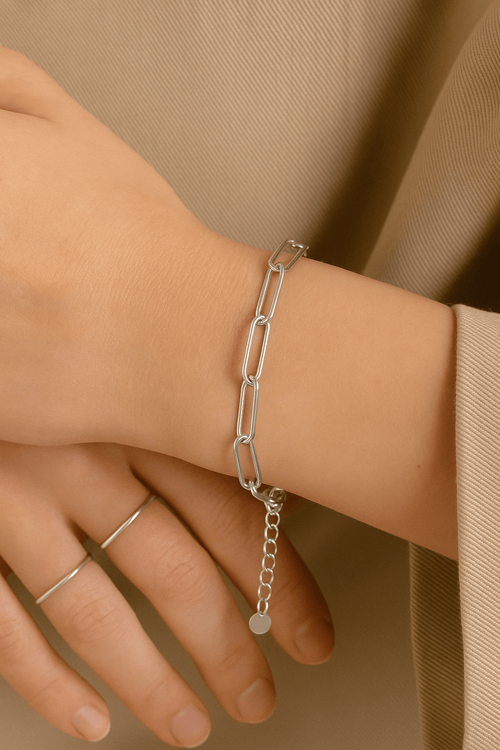 Bracelet Dominique – Maille trombone en acier inoxydable - Priscille & Aquila