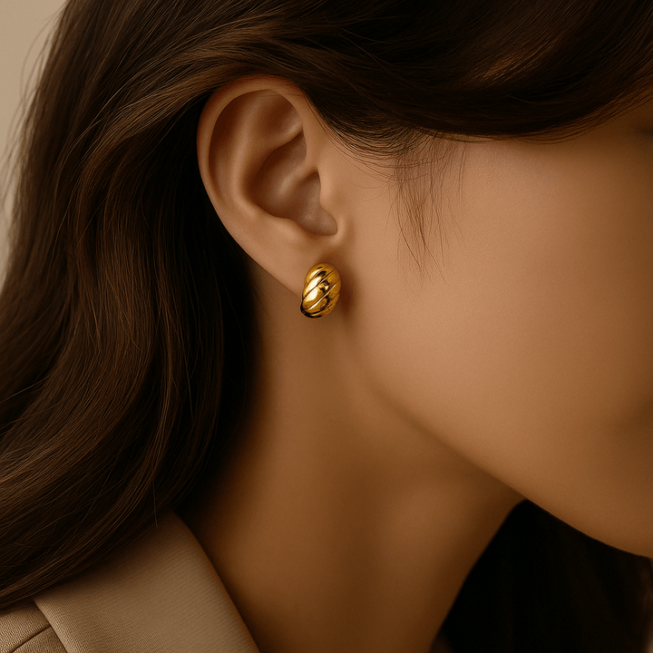 boucles d’oreilles puce torsadée en acier inoxydable - Priscille & Aquila