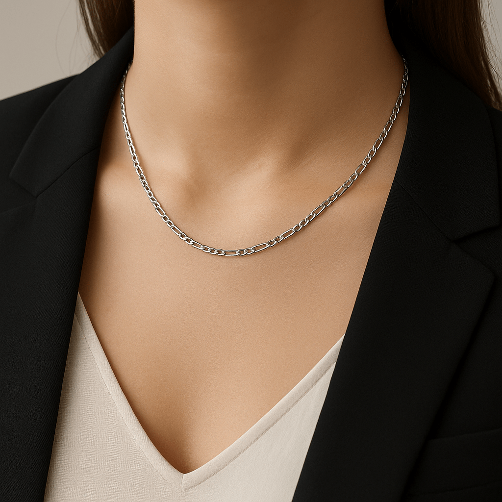 Collier EZRA – Chaîne Figaro Acier Inoxydable - Priscille & Aquila