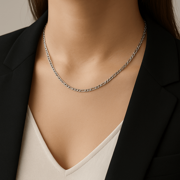 Collier EZRA – Chaîne Figaro Acier Inoxydable - Priscille & Aquila