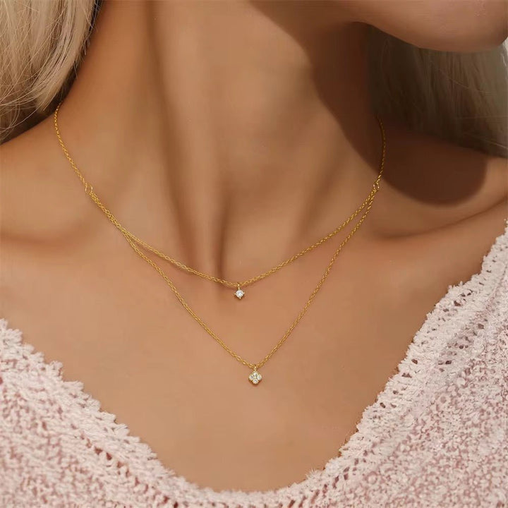 Collier en Argent 925 Doré à l’or fin - Duo étoiles - Priscille & Aquila