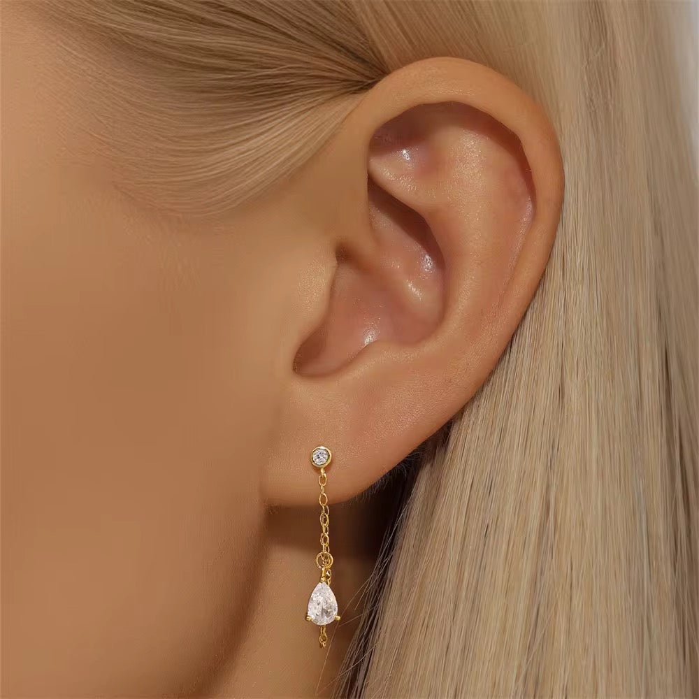 Boucles d’oreilles chaîne en Argent 925 Doré à l’or fin - Priscille & Aquila