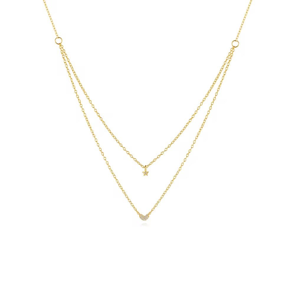 Collier en Argent 925 Doré en Or fin - Luna - Priscille & Aquila