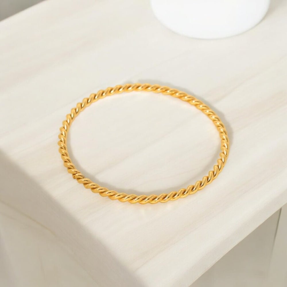 Bracelet Lydie : jonc torsadé doré - Priscille & Aquila